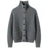 Cárdigan de cachemira 2026 otoño e invierno nuevo estilo para mujer cuello solapa punto acanalado base camisa estilo suave chaqueta pequeña de un solo botón