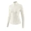 Top de fitness con cremallera y manga larga para mujer, cuello alto, chaqueta de yoga entallada, adelgazante, cárdigan deportivo transpirable para entrenamiento de Pilates