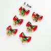 Laço de Natal de 6cm acessórios diy mini laço de linho sino pingente para árvore de Natal caixa de presente