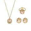 Omaca Rotatorio 5A Zircón Flor Acero de Titanio Collar Pendientes Anillo Nicho Moda Elegante Nuevo Conjunto para Mujer