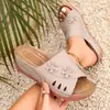 Sandalias Casuales Cómodas de Estilo Nuevo Transfronterizas Europeas y Americanas para Mujer Tallas Grandes Slip-on Florales Venta al por Mayor Tallas Grandes