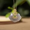 Colar com pingente de jade roxo esfumaçado Cloud Ping'an Hotan Feminino Tribunal Retro Estilo Chinês Luz Luxo Elegante Colar