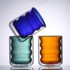 Taza doble de vidrio espiral de colores, taza para leche, taza para café mousse, taza de vidrio para oficina, vaso para jugo, venta al por mayor