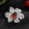 Broche Diamante Vermelho Luxuoso Indústria Pesada Palácio Temperamento Festivo Cristal Zircônia Design Retrô Novo Corsage da Moda