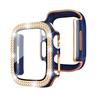 Adecuado para Apple Watch, carcasa protectora de diamantes de doble fila de dos colores, carcasa para Apple Watch 9/8/7, carcasa protectora integrada
