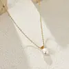 Collar de temperamento elegante para chicas ins europeas y americanas, collar de moda con personalidad Joker de perlas de acero de titanio para mujer, venta al por mayor de fábrica