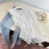 Blusa Plisada Estilo Francés con Mangas Abullonadas para Mujer, Diseño de Verano con Lazada Abotonada en la Espalda, Corte Holgado, Top Ligero de Tencel con Mangas Cortas