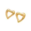 Moda Europeia e Americana Venda Quente Transfronteiriça Brincos Geométricos Vazados Brincos de Aço Titânio Banhados a Ouro High-End Brincos Joias Femininas em Formato de Coração