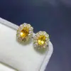 Brincos de prata de lei S925 com cristal amarelo natural design de nicho da moda oval 4*6mm suportes vazios para brincos atacado