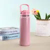 Botella Espacial Simple Portátil Personalizada de Acero Inoxidable 304 Taza de Doble Pared con Aislamiento al Vacío Taza Portátil para Exteriores con Popote Venta al por Mayor