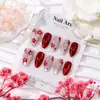Venta Caliente Transfronteriza Avanzadas Flor Roja Almendra Corta Uñas Portátiles Dorado Perla Brillo Puntas de Arte de Uñas En Stock Mayoreo