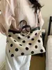 2026 Verano Nuevo Estilo Estilo Simple Lino Lunares Gran Capacidad Ligero Casual Versátil Bolso de Hombro Bolso Tote Multicompartimento