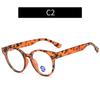 Nuevo Armazón Redondo con Estampado de Leopardo, Uña de Arroz, Luz Anti-Azul, Espejo Plano, Estilo Coreano Transfronterizo, Armazón de Lentes para Adelgazar el Rostro, Fotografía Callejera, Combinable
