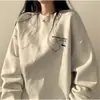 Moletom de Lã Estilo Retro Americano Coreano para Mulheres, Outono e Inverno 2025 Novo Solto Estilo Preguiçoso Bf Versátil Top Grosso