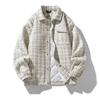 Chanel Estilo Xadrez Casaco Outono e Inverno Marca de Moda Americana Jaqueta Lapela Solta Casual Casal Jaqueta de algodão e espessamento