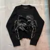 Y2K Moda Callejera Retro Americano Gótico Estilo Oscuro Punk Estampado Moda Vintage Casual Personalizado Camiseta de Manga Larga