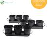 Conjunto de Baldes de Flores Personalizados OEM Decoração de Casa de Fazenda Americana Vaso de Flores para Peitoril de Janela Bandeja Galvanizada Vaso de Flores Pequeno de Ferro