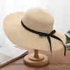 Sombrero de Paja de Ala Súper Ancha para Mujer Verano 2026 Nuevo Estilo Cinta de Lazo Protección UV Sombrero de Sol para Vacaciones en la Playa