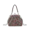 Bolso de Noche Popular Transfronterizo Brillante de Pedrería Completa con Clip Metálico Portátil Cadena Cruzada Bolso Nube para Mujer