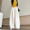 Pantalones de Pierna Ancha Finos de Moda Versátiles con Cordón Cintura Elástica de Otoño Temprano Pantalones Banana Adelgazantes Casuales para Mujer