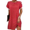 Comércio exterior verão Amazon europeu e americano feminino gola redonda manga curta solto vestido floral YY0013