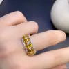 Anillo de Zafiro Amarillo Natural, Piedra Preciosa Grado 5A, Tamaño 3*4mm, Finamente Engastado en Plata 925