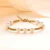 Pulsera de Perlas Más Vendida de Amazon Pulsera Simple Tejida a Mano con Cuentas de Acero Inoxidable Chapado en Oro para Mujer al Mayoreo