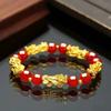 Pulsera para hombre y mujer valiente oro arena joyería nuevos amantes ágata negra cuerda de mano regalo festivo pulsera con cuentas