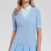Ropa Deportiva de Nuevo Estilo Transfronteriza para Mujer, Polos de Golf Casuales con Cuello, Camisetas de Manga Corta para Fitness al Aire Libre y Tenis