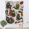 Tela Colgante de Animales Lindos de Dibujos Animados con Graffiti para Casa de Alquiler Cubierta de Pared para Sombreado Tela de Pared de Fe Pintura Decorativa Tela de Fondo con Sentido Avanzado