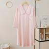 Pijama de Verano Personalizado para Mujer, Camisón Sexy Estilo Francés de Seda Hielo con Mangas Tres Cuartos, Ropa de Casa Casual Blanca, Estilo Perezoso, Estilo de Lujo Ligero