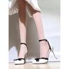 Sapatos Salto Agulha Elegantes Estilo Chanel com Laço para Mulheres, Novo Modelo Verão 2026, Sandálias de Salto Alto da Moda para Combinar com Vestidos