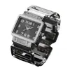 Reloj de Moda para Mujer CANSNOW Lujoso Reloj Dorado y Plateado Exquisito Brazalete de Personalidad Reloj de Esfera Rectangular para Mujer