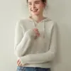 Baicai Rong Outono Inverno Novo Moletom de Cashmere Canelado Moda Casual Manga Longa Suéter com Capuz Tricô