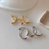 Brincos vintage distintos de metal na frente e atrás, escalonados, femininos, simples, todos os tipos de combinação, elegantes, estilosos, brincos de orelha, acessórios de orelha, estilo frio