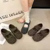 Zapatos de noche de velcro 2026 Mary Jane planos para mujer estilo nuevo punta poco profunda con tacón oculto lunares otoño tela retro coreana