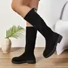 Botas largas de gamuza, nueva colección otoño/invierno 2026, cómodas y versátiles, de tacón bajo transfronterizas, talla grande, botas retro de caña alta