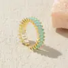 Anel de Dedo Geométrico com Abertura em Zircônia Triangular Estilo Coreano Banho de Ouro 18k Cobre Design de Luxo Leve Nicho para Mulheres