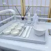 Cerâmica branca para cuidados com a pele tigela pequena branca porcelana branca xícara de chá para água tigela de óleos essenciais para salão de beleza tigela para misturar máscara tigela para misturar spa