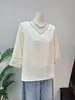 Zhi LiBlusa Base Jacquard Estilo Chino Nuevo Manga con Lentejuelas Cuello en V Manga Media Elegante Verano Nuevo 2026 1