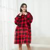 Pijama Longo de Flanela Pequeno Pulôver Tapete Preguiçoso de TV Roupas Quentes com Capuz Camisola de Casal para Casa