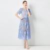 Nanyou Treze Linhas Xiaoxiangfeng Emagrecimento da Cintura Design de Nicho Vazado Renda Solúvel em Água Vestido Cor Sólida