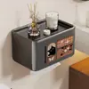 Portarrollos de papel higiénico, montado en la pared, portarrollos sin taladro, caja de pañuelos impermeable para baño, almacenamiento de rollos de pañuelos para uso doméstico