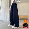 Pantalones de Forro Polar para Niñas Otoño e Invierno 2025 Nuevo Azul Marino Pantalones Deportivos de Chándal para Niños Mayores, Pantalones de Pierna Ancha con Forro de Forro Polar Integrado