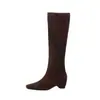 Botas Altas Negras con Tacón Oculto para Mujer Otoño/Invierno 2026 Forradas de Terciopelo Puntiagudas Cuadradas Tacón Alto Adelgazantes Botas Largas hasta Media Pantorrilla
