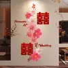 Abanicos de Flores para Decoración de Bodas, Personajes de Felicidad para Bodas, Decoración para Sala de Estar, Dormitorio, Vestíbulo, Set de Guirnaldas de Fondo de Pared Dopamina para Bodas