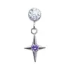 Brincos Pingente Estrela de Quatro Pontas em Liga de Titânio Brincos Piercing de Titânio Base Plana Rosca Interna Joia para Osso da Orelha Venda por Atacado