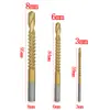 Broca pagoda transfronteriza de 6 piezas, broca dentada, juego de 6 piezas, titanio plateado, abridor de agujeros para carpintería, broca escalonada ranuradora, juego en caja de plástico roja