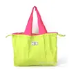Bolsa de Compras para Supermercado Portátil de Bolsillo Mediana con Cordón Bolsa de Almacenamiento Bolso de Mano Color Sólido de Moda