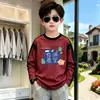 Camiseta Manga Longa Color Block 100% Algodão para Meninos Primavera e Outono Camada Base Novo Estilo Bonito Versátil Estampa Manga Raglan Top Tendência